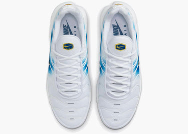 NIKE AIR MAX PLUS SPRAY PAINT SWOOSH WHITE BLUE