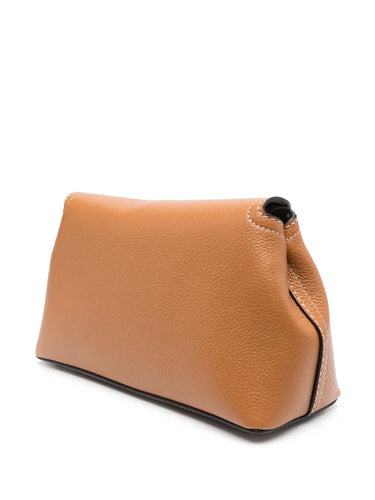 TOTEME Clutch T-Lock in pelle Marrone Chiaro