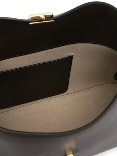 TOTEME Clutch T-Lock in pelle Marrone Scuro