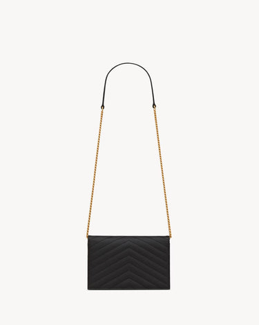 POCHETTE ENVELOPE CON CATENA CASSANDRE CLASSICA IN PELLE GRAIN DE POUDRE BLACK