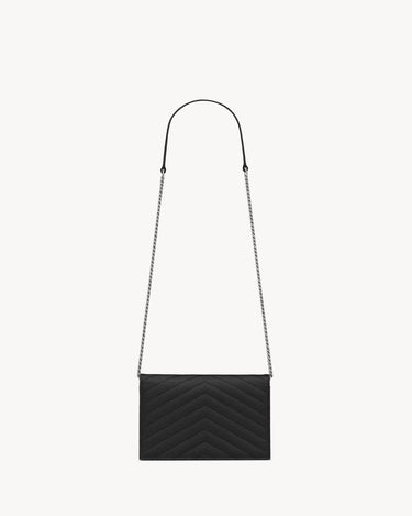 POCHETTE ENVELOPE CON CATENA CASSANDRE CLASSICA IN PELLE GRAIN DE POUDRE BLACK SILVER