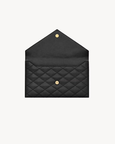 Pochette Saint Laurent PARIS in pelle goffrata GRAIN DE POUDRE