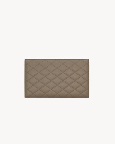 Pochette Saint Laurent PARIS in pelle goffrata GRAIN DE POUDRE Grey