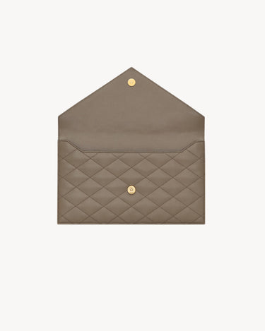 Pochette Saint Laurent PARIS in pelle goffrata GRAIN DE POUDRE Grey
