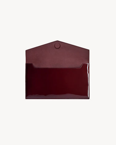 POCHETTE Saint Laurent UPTOWN IN PELLE VERNICIATA BOURDEAUX