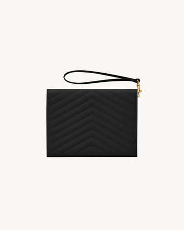 CASSANDRE MATELASSÉ FLAP POUCH in pelle goffrata grain de poudre trapuntata BLACK GOLD