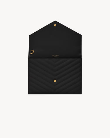 CASSANDRE MATELASSÉ FLAP POUCH in pelle goffrata grain de poudre trapuntata BLACK GOLD