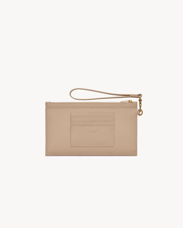CASSANDRE MATELASSÉ LARGE BILL POUCH in pelle trapuntata martellata DARK BEIGE