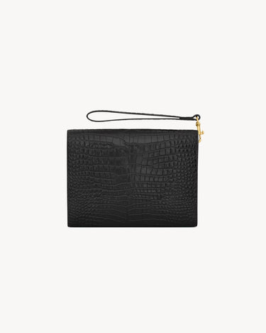 CASSANDRE MATELASSÉ LARGE BILL POUCH in pelle trapuntata martellata BLACK GOLD