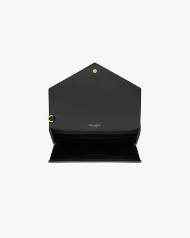 CASSANDRE MATELASSÉ LARGE BILL POUCH in pelle trapuntata martellata BLACK GOLD