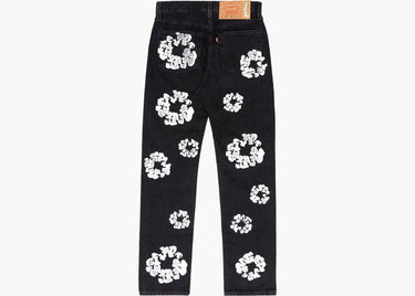 DENIM TEARS x LEVI'S LEATHER COTTON WREATH JEANS BLACK DENIM