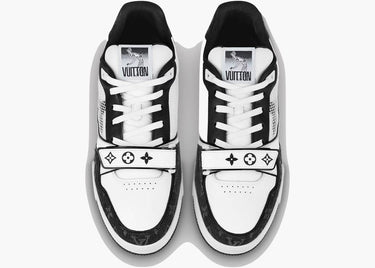 LOUIS VUITTON LV TRAINER VELCRO STRAP MONOGRAM DENIM BLACK WHITE