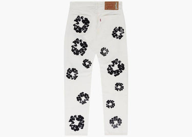 DENIM TEARS x LEVI'S LEATHER COTTON WREATH JEANS WHITE DENIM