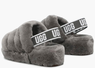 UGG FLUFF YEAH SLIDE CHARCOAL (W)