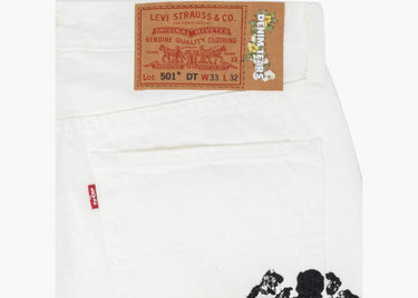 DENIM TEARS x LEVI'S LEATHER COTTON WREATH JEANS WHITE DENIM