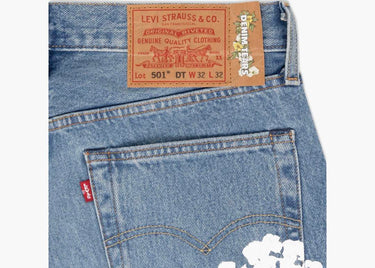DENIM TEARS x LEVI'S LEATHER COTTON WREATH JEANS LIGHT WASH DENIM