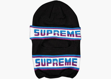 SUPREME DOUBLE LOGO FACEMASK BEANIE BLACK