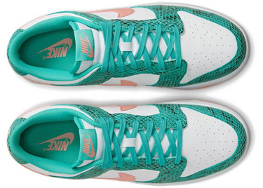 NIKE DUNK LOW SNAKESKIN WASHED TEAL BLEACHED CORAL