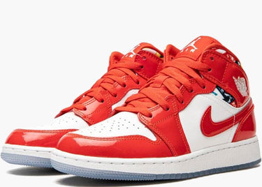 JORDAN 1 MID BARCELONA SWEATE RED PATENT (GS)