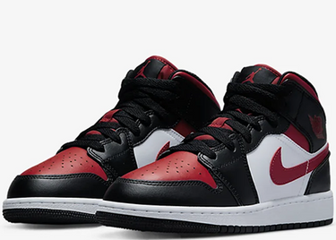 JORDAN 1 MID BLACK FIRE RED (GS)