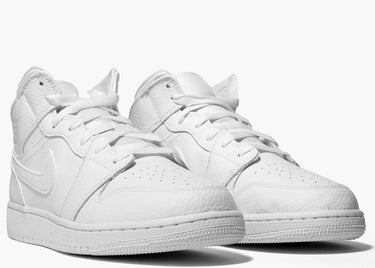 JORDAN 1 MID TRIPLE WHITE (GS)